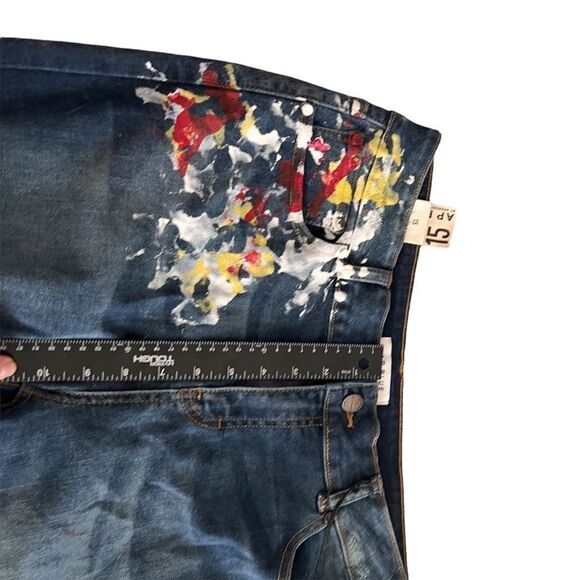 AP Blue Paint Splash Skinny Jeans junior size 15 - Picture 11 of 15